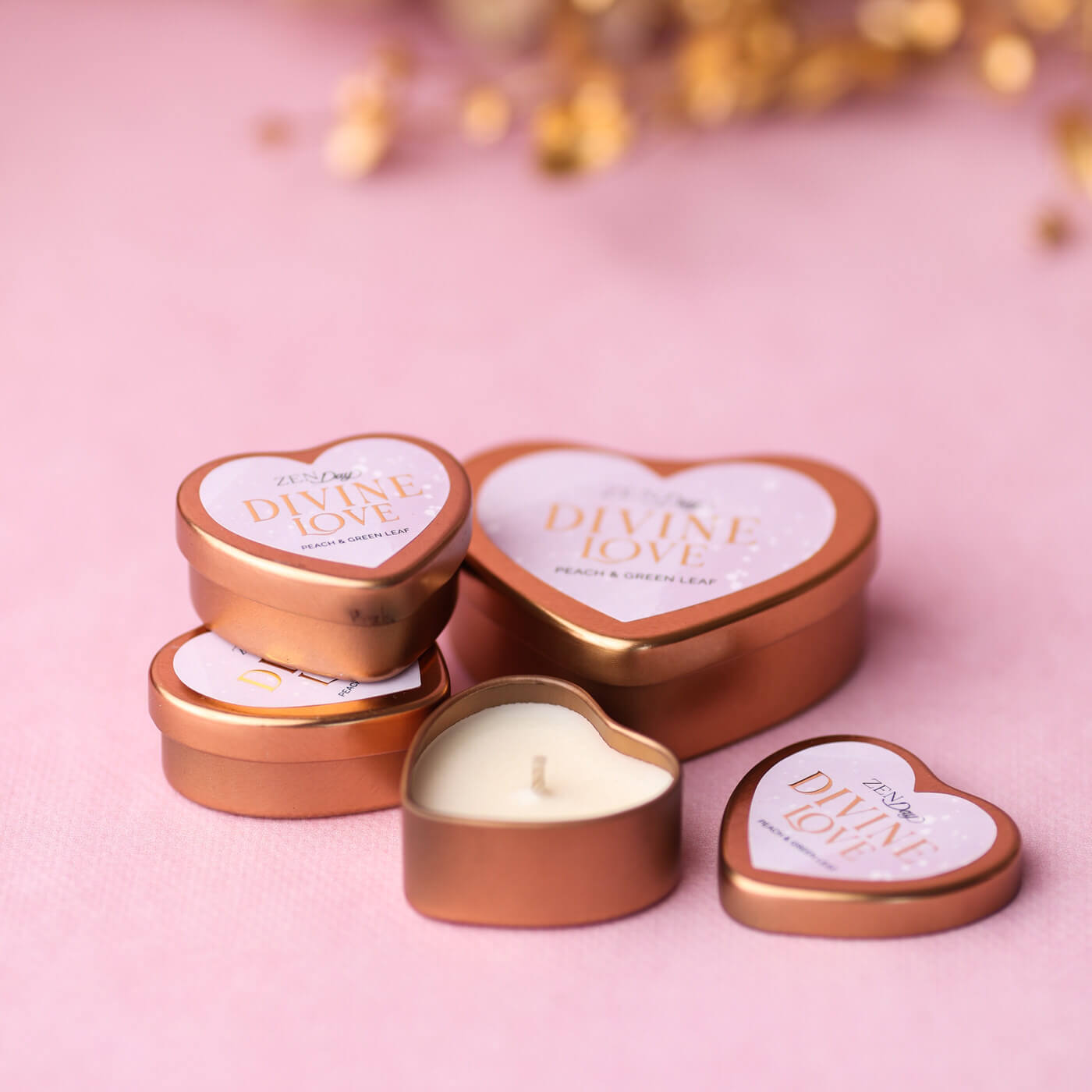 Lumânare DIVINE LOVE – Peach & Green Leaf